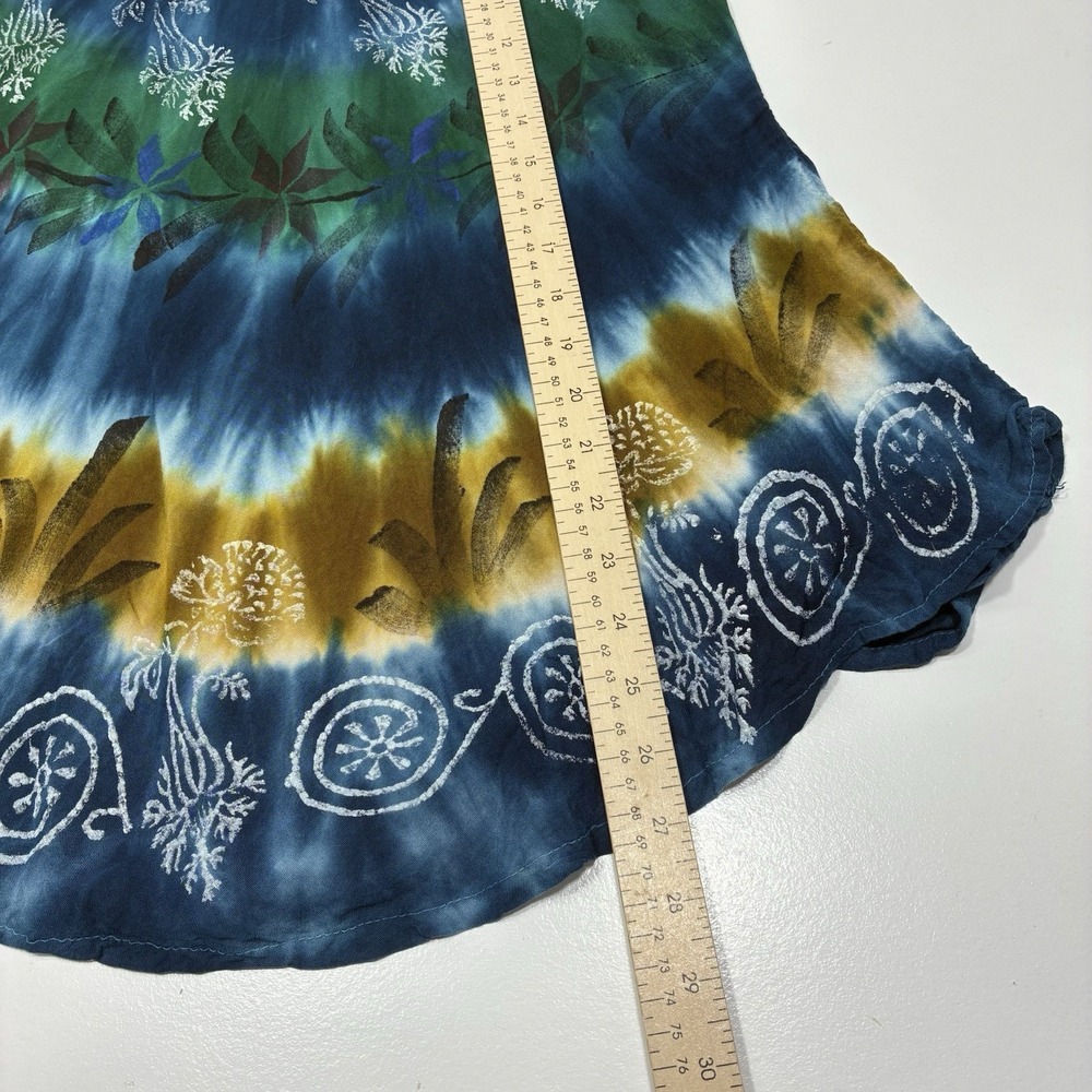 Jackpot Women's Boho‎ Festival Tie Dye Tunic Top Free Size Short Sleeves Blue - Picture 7 of 11